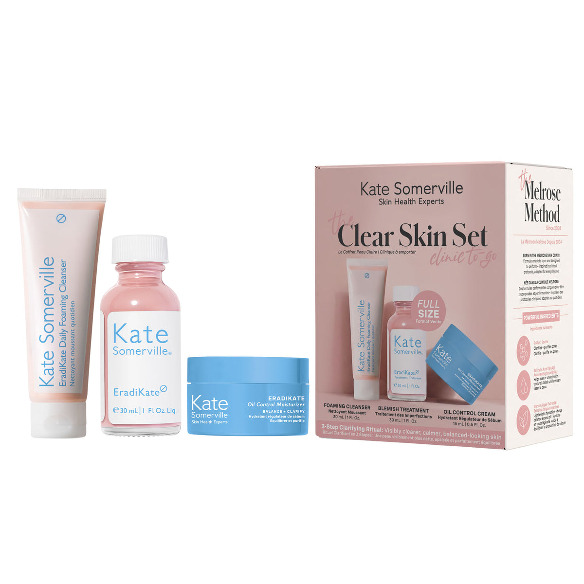 The Clear Skin Set — three-step clarifying ritual hero