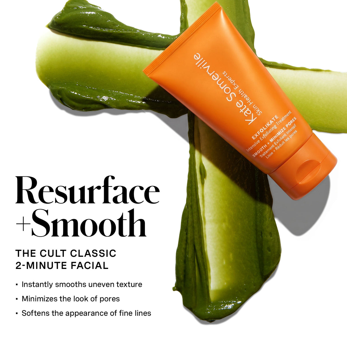 ExfoliKate Intensive 2-minute facial instantly smooths texture, minimises the look of pores and softens the look of fine lines