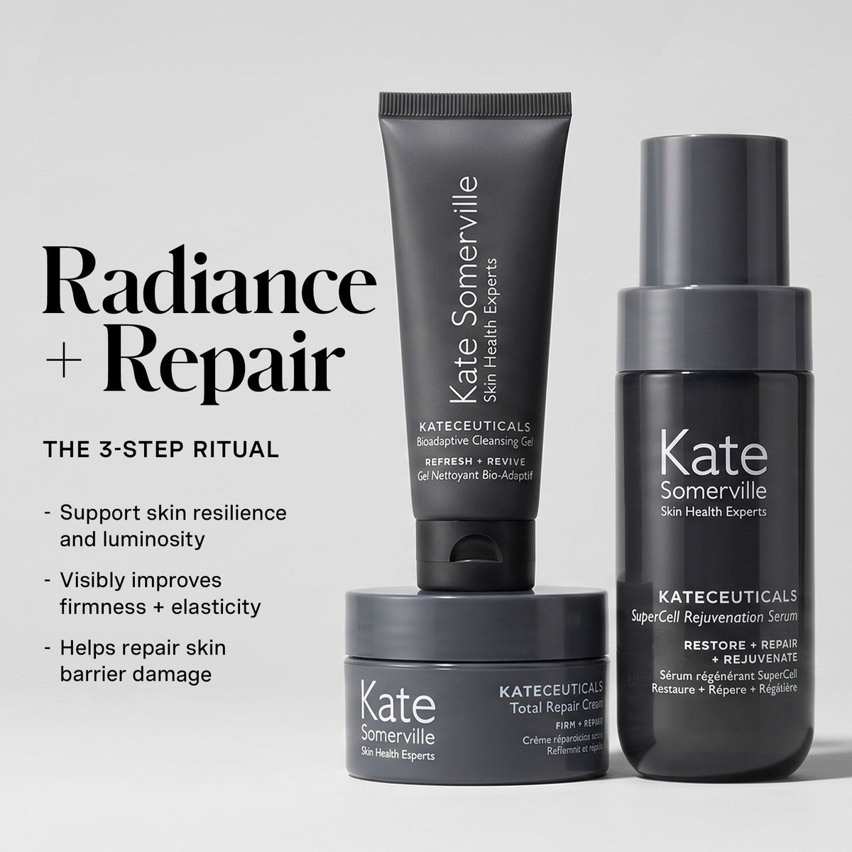 Key benefits — visibly firms, restores radiance, strengthens barrier